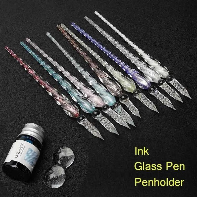 Stationery Warehouse - Colored Crystal Glass Dip Pen Set